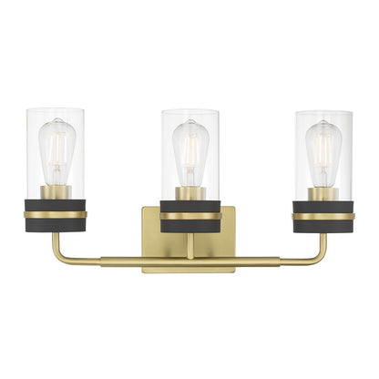 Millennium Marbridge 3Lt Bathroom Vanity Light, Brass/Clear