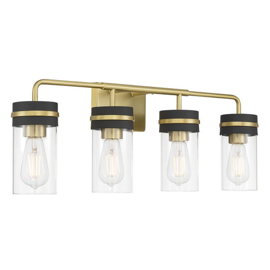 Millennium Marbridge 4Lt Bathroom Vanity Light, Brass/Clear - 95204-VB-MB