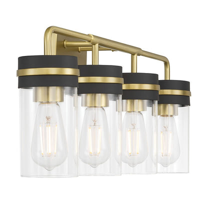 Millennium Marbridge 4Lt Bathroom Vanity Light, Brass/Clear