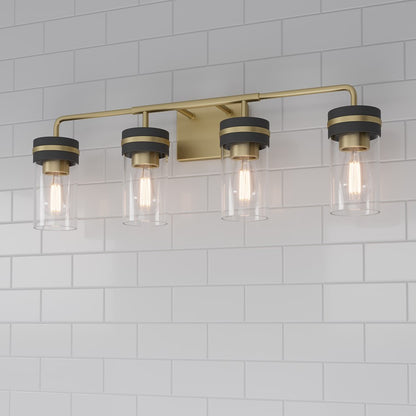 Millennium Marbridge 4Lt Bathroom Vanity Light, Brass/Clear