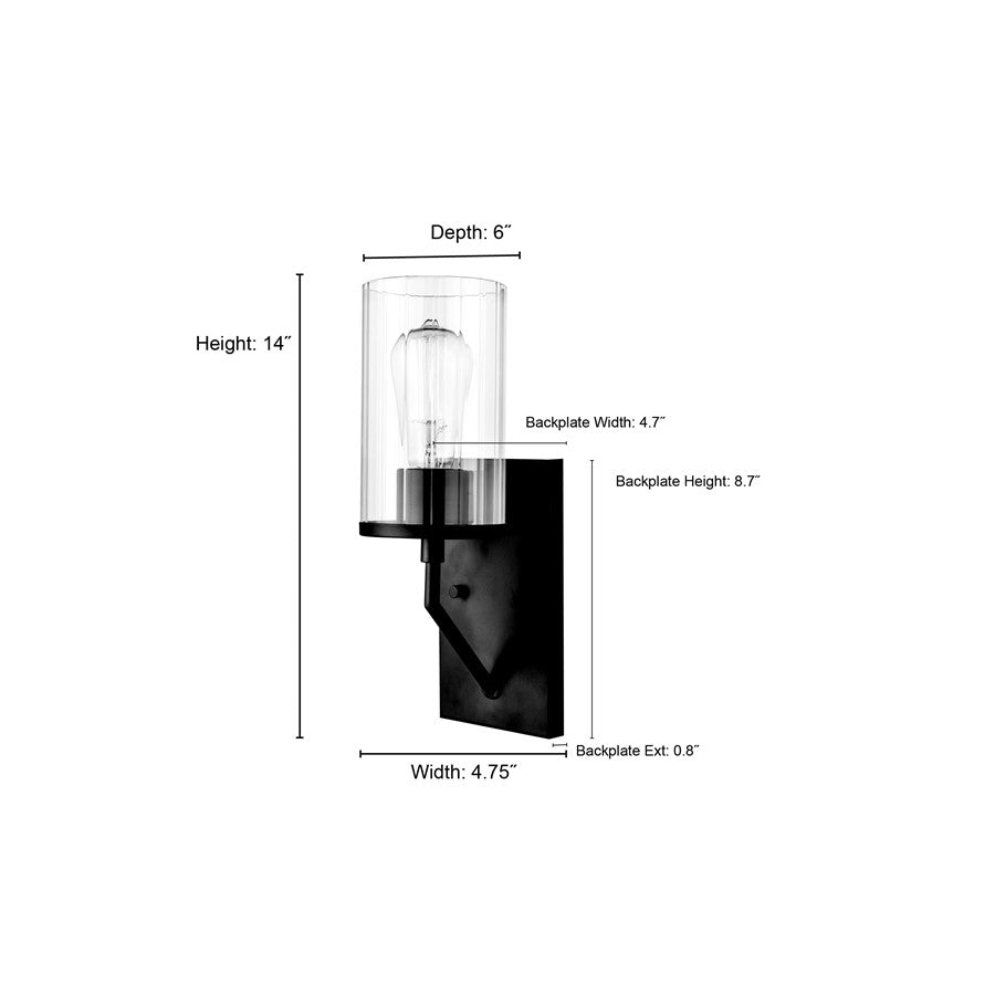 Millennium Lighting Beverlly 1Lt 14" Wall Sconce, Nickel/Clear Beveled