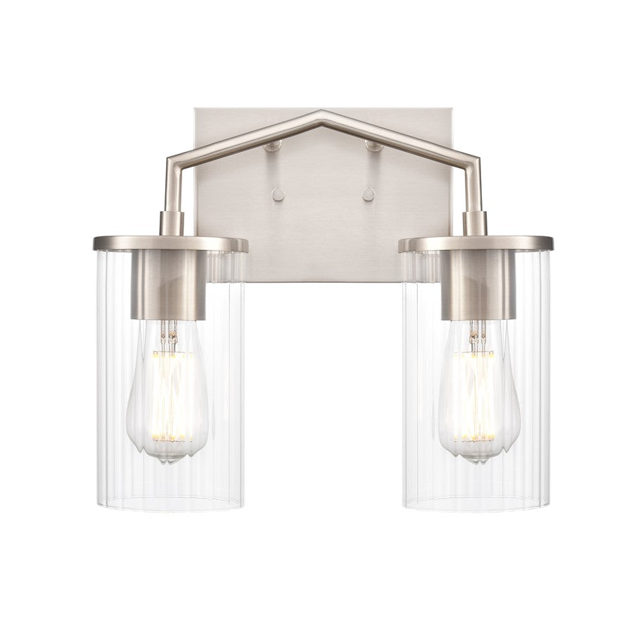 Millennium Lighting Beverlly 2Lt 13" Vanity, Nickel/Clear Beveled