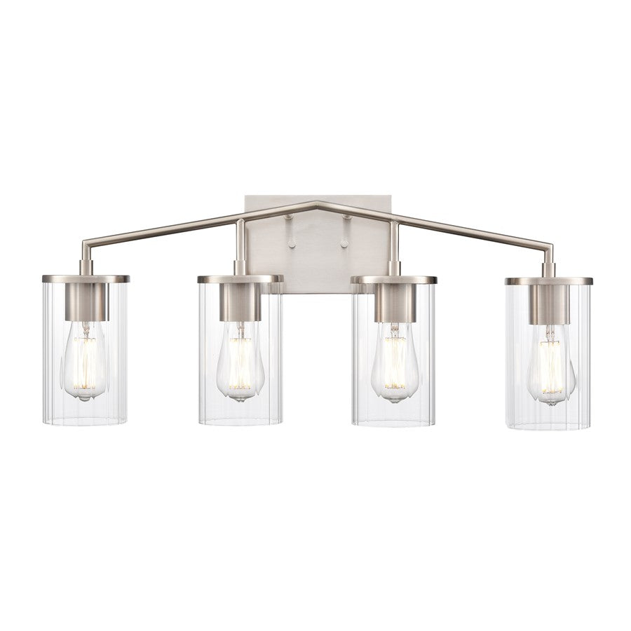 Millennium Lighting Beverlly 4Lt 28" Vanity, Nickel/Clear Beveled