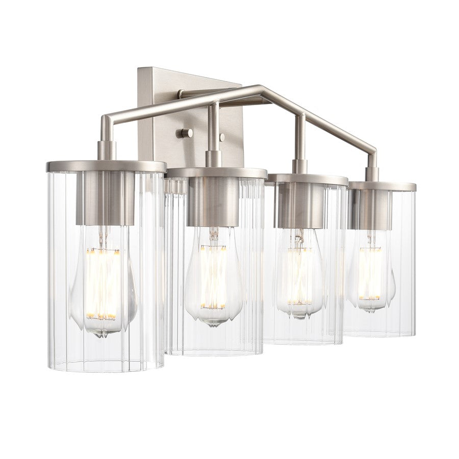 Millennium Lighting Beverlly 4Lt 28" Vanity, Nickel/Clear Beveled