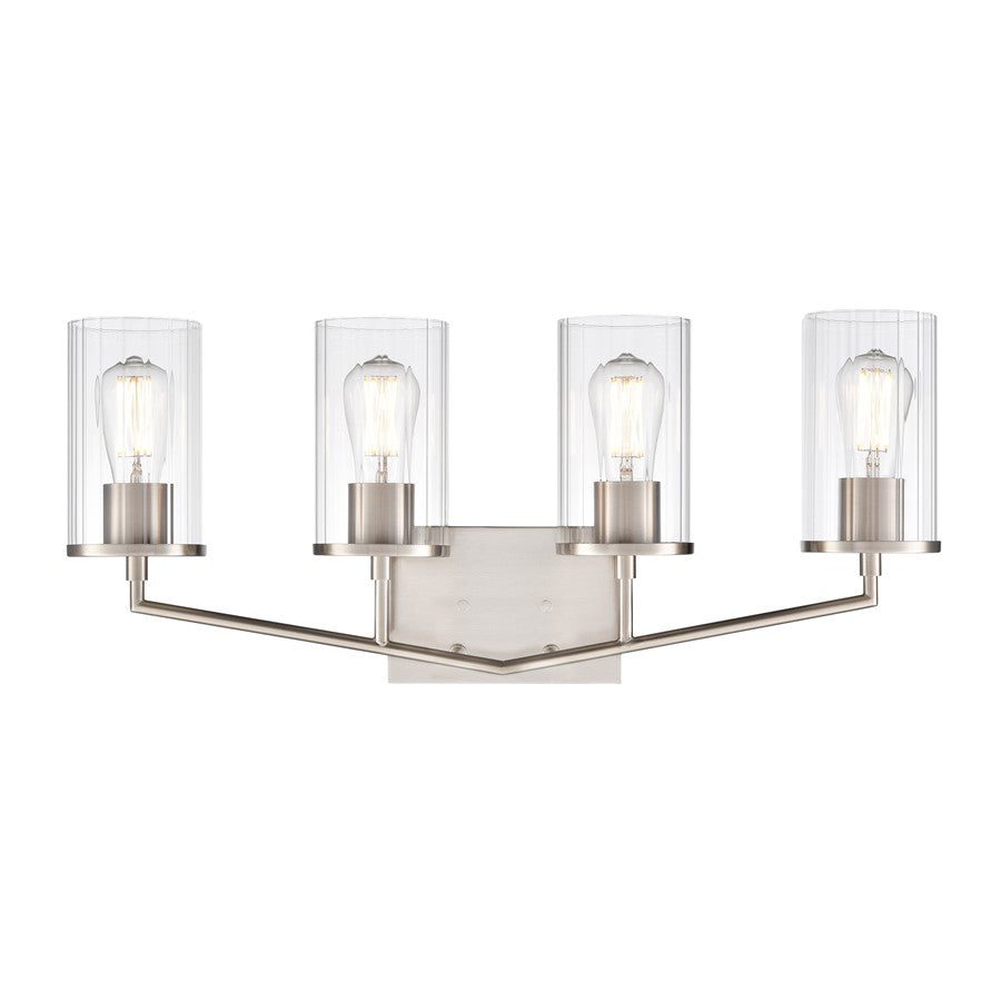 Millennium Lighting Beverlly 4Lt 28" Vanity, Nickel/Clear Beveled