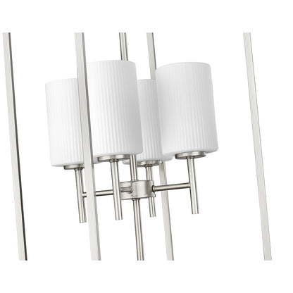 Millennium Luxx 4Lt 28" Pendant, Nickel/Ribbed Etched Opal White