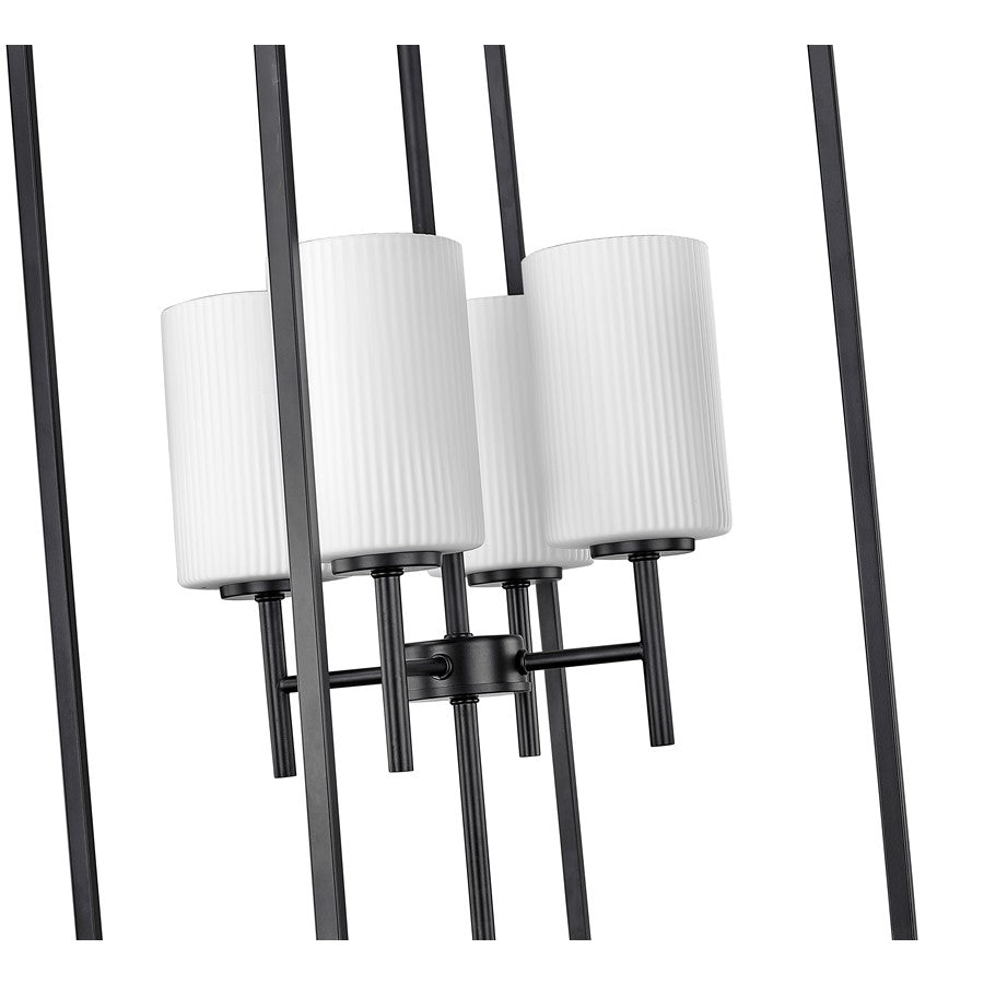 Millennium Luxx 4Lt 28" Pendant, Black/Ribbed Etched Opal White