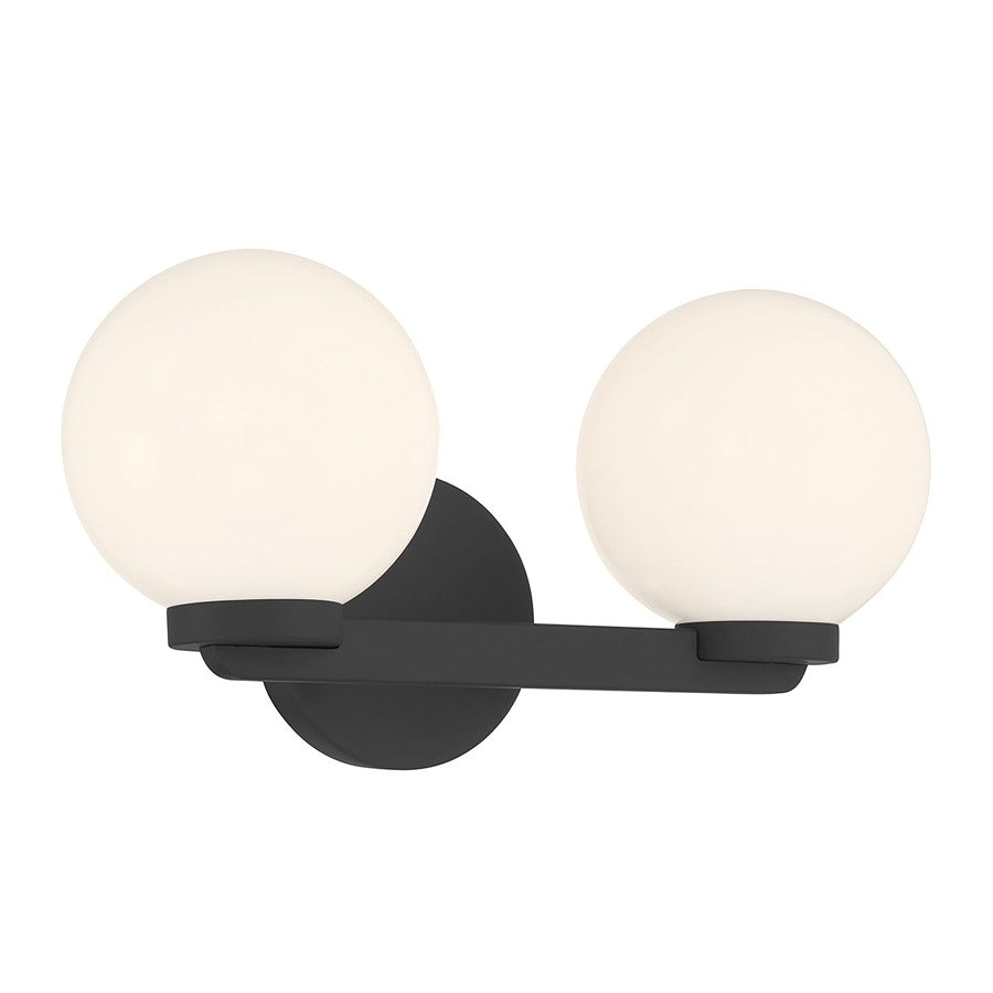 Millennium Ardeva 2Lt Bathroom Vanity Light, Black/Shiny Opal - 97002-MB
