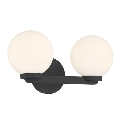 Millennium Ardeva 2Lt Bathroom Vanity Light, Black/Shiny Opal - 97002-MB
