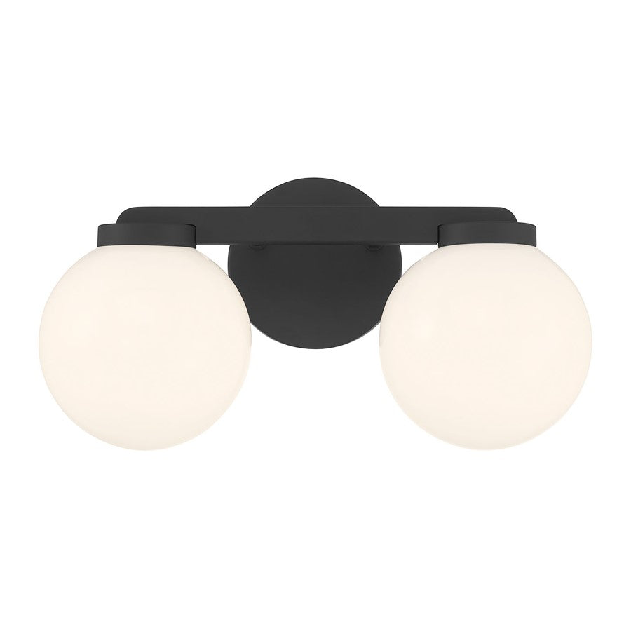 Millennium Ardeva 2Lt Bathroom Vanity Light, Black/Shiny Opal