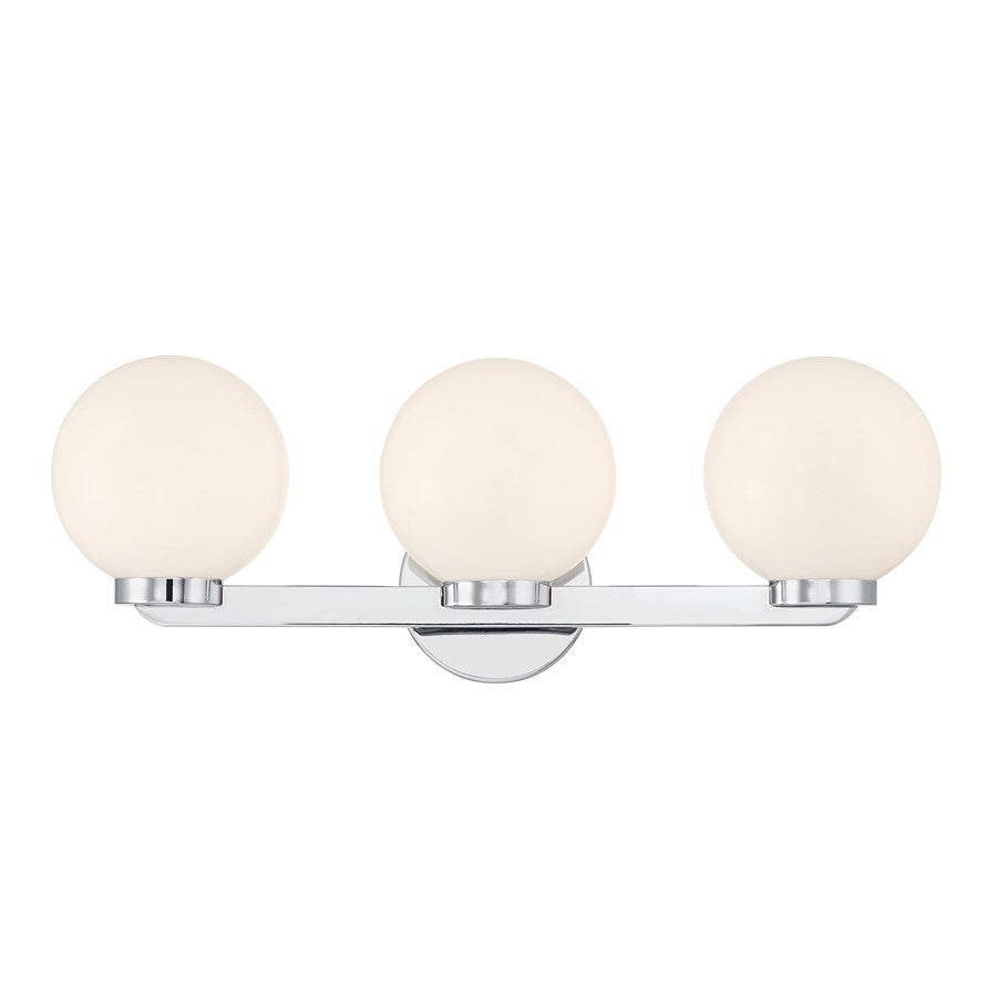 Millennium Ardeva 3Lt Bathroom Vanity Light, Chrome/Shiny Opal