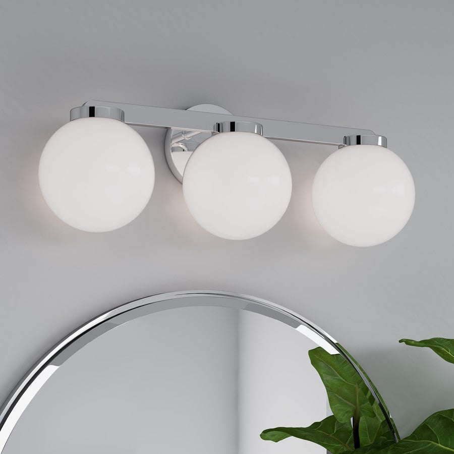Millennium Ardeva 3Lt Bathroom Vanity Light, Chrome/Shiny Opal
