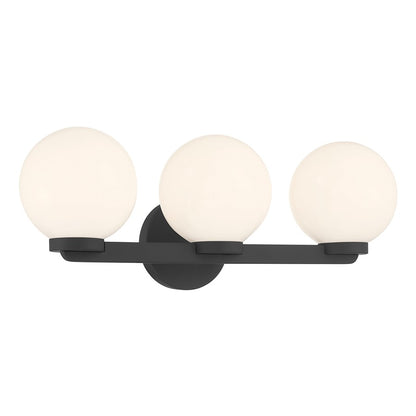 Millennium Ardeva 3Lt Bathroom Vanity Light, Black/Shiny Opal - 97003-MB