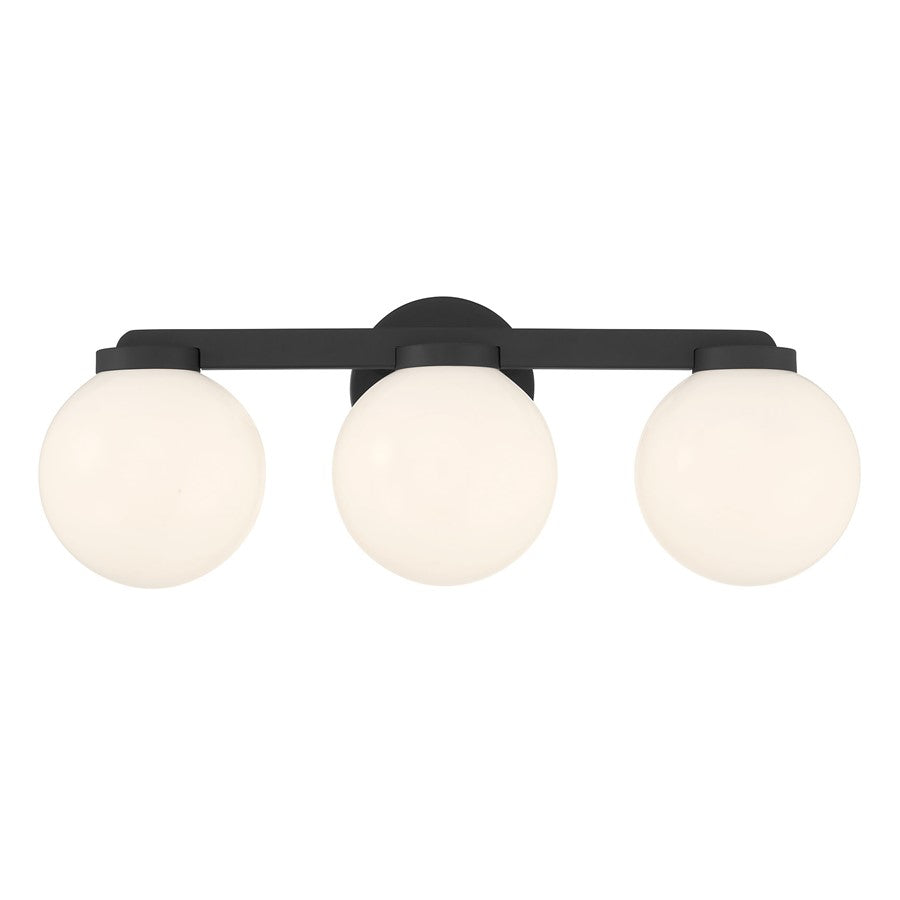 Millennium Ardeva 3Lt Bathroom Vanity Light, Black/Shiny Opal