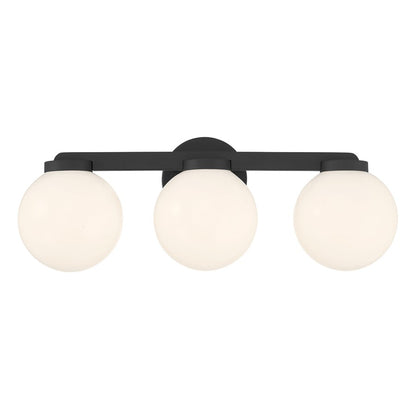 Millennium Ardeva 3Lt Bathroom Vanity Light, Black/Shiny Opal