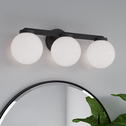 Millennium Ardeva 3Lt Bathroom Vanity Light, Black/Shiny Opal