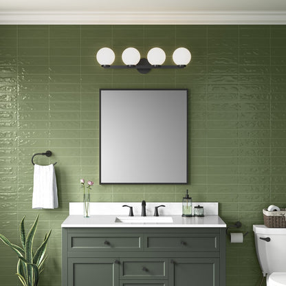 Millennium Ardeva 4Lt Bathroom Vanity Light, Black/Shiny Opal