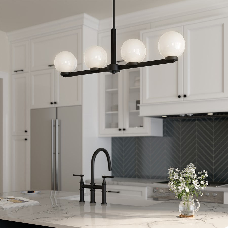 Millennium Lighting Ardeva 4Lt Chandelier, Black/Shiny Opal