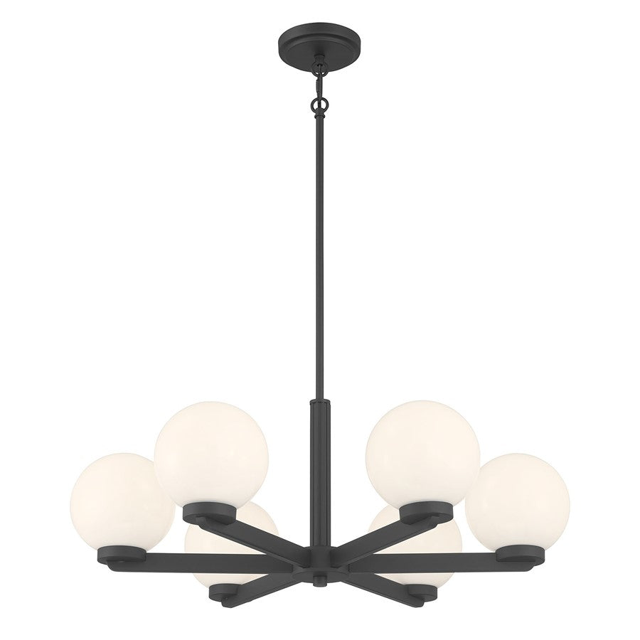 Millennium Lighting Ardeva 6Lt Chandelier, Black/Shiny Opal - 97106-MB