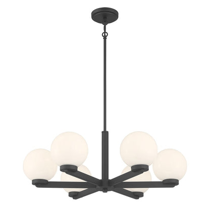 Millennium Lighting Ardeva 6Lt Chandelier, Black/Shiny Opal - 97106-MB