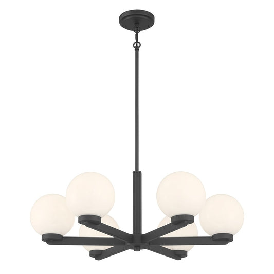 Millennium Lighting Ardeva 6Lt Chandelier, Black/Shiny Opal - 97106-MB