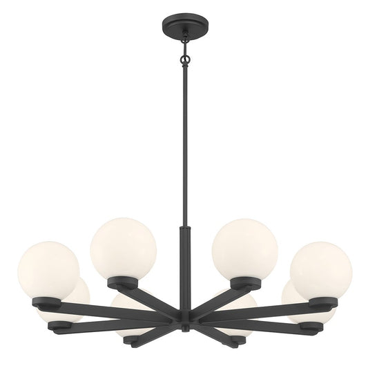 Millennium Lighting Ardeva 8Lt Chandelier, Black/Shiny Opal - 97108-MB