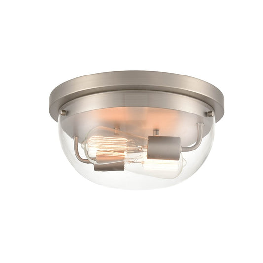 2 Light 6" Flush Mount, Satin Nickel