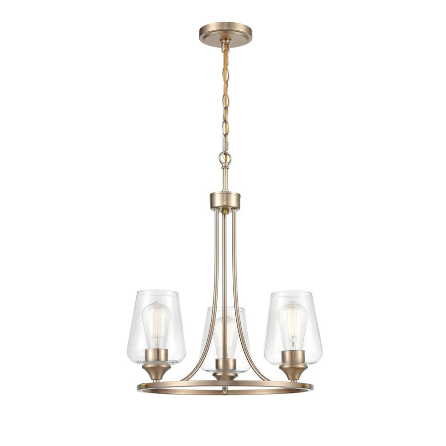Millennium Ashford 3 Light 19" Chandelier, Modern Gold/Clear