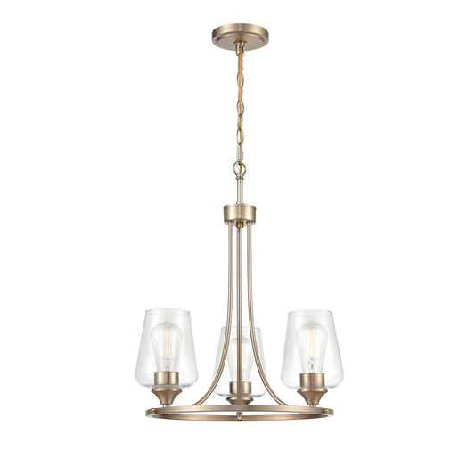 Millennium Ashford 3 Light 19" Chandelier, Modern Gold/Clear