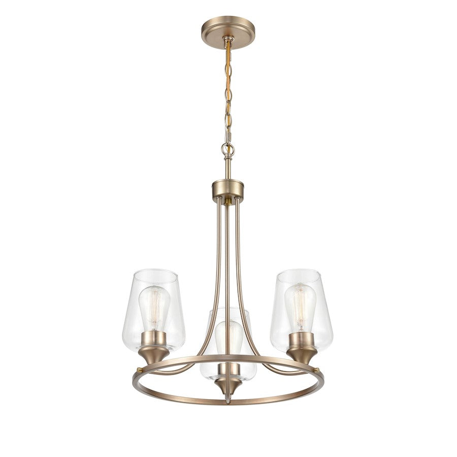 Millennium Ashford 3 Light 19" Chandelier, Modern Gold/Clear