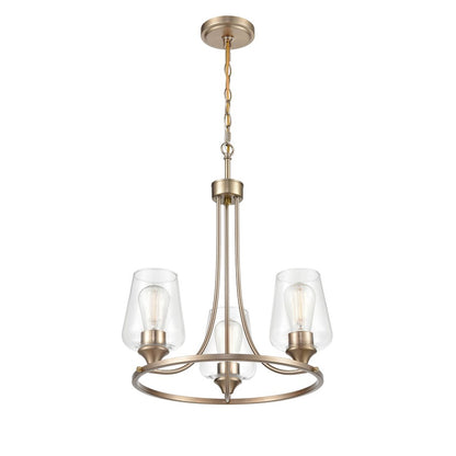Millennium Ashford 3 Light 19" Chandelier, Modern Gold/Clear
