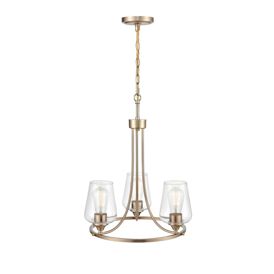 Millennium Ashford 3 Light 19" Chandelier, Modern Gold/Clear