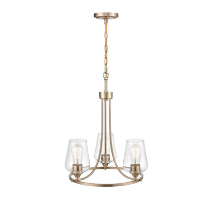 Millennium Ashford 3 Light 19" Chandelier, Modern Gold/Clear