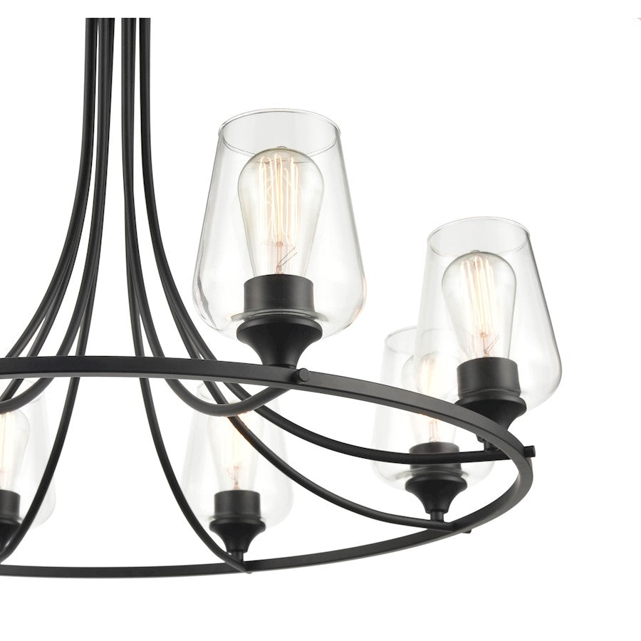 8 Light 28" Chandelier, Matte Black