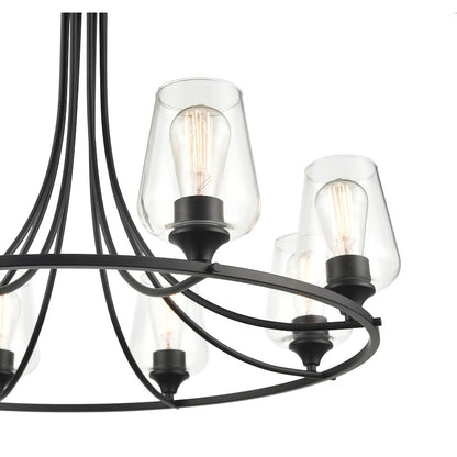 8 Light 28" Chandelier, Matte Black