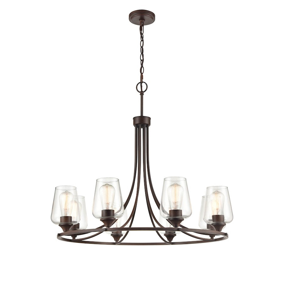 9 Light 28" Chandelier, Rubbed Bronze
