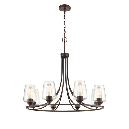 9 Light 28" Chandelier, Rubbed Bronze