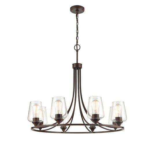 9 Light 28" Chandelier, Rubbed Bronze