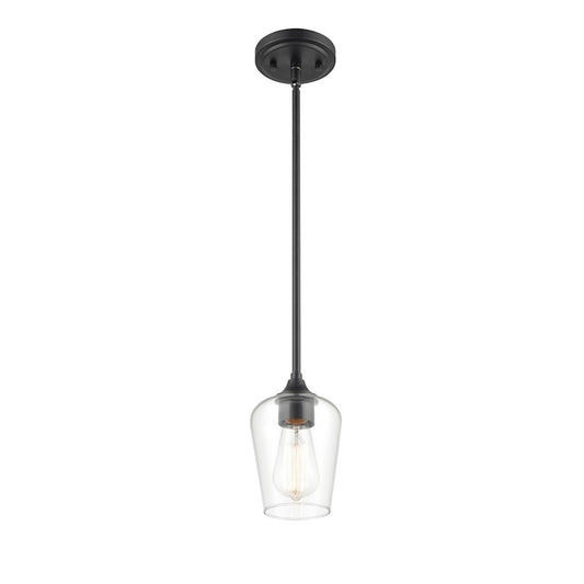 1 Light 38" Mini Pendant Light, Matte Black