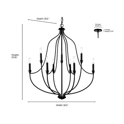 Millennium Lighting Senoia 9Lt 33" Chandelier, Modern Gold
