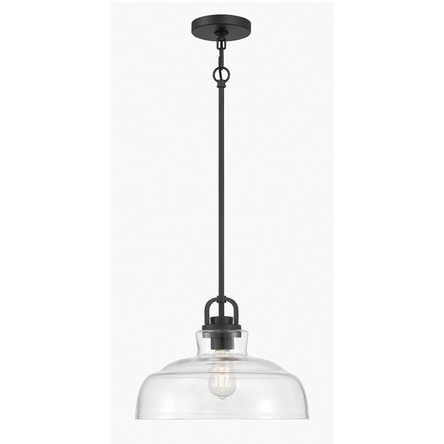 Millennium Lighting Clarien 1 Light Pendant, Matte Black/Clear
