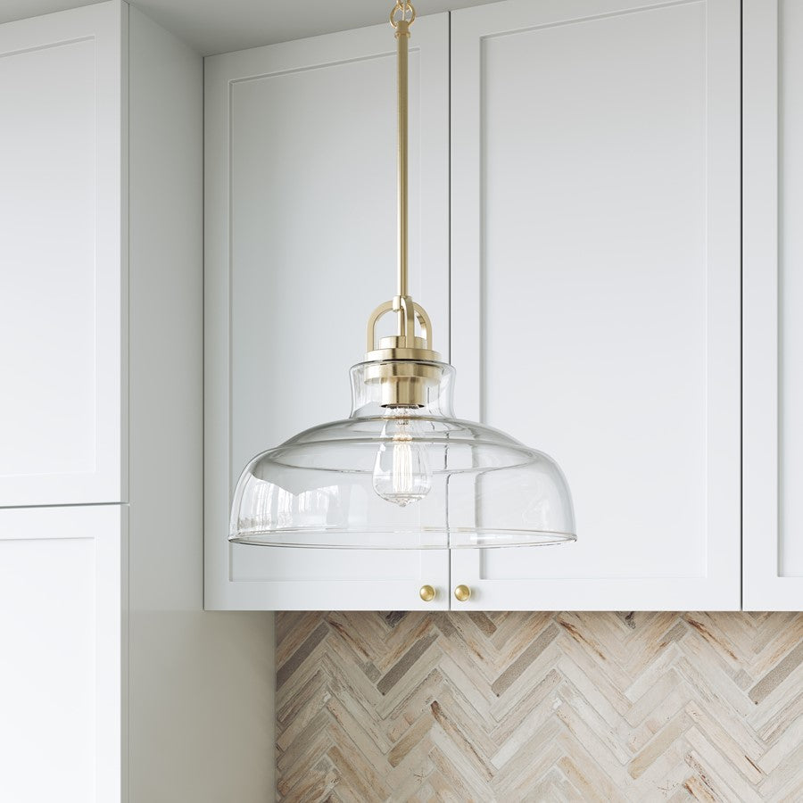 Millennium Lighting Clarien 1 Light Pendant, Modern Gold/Clear