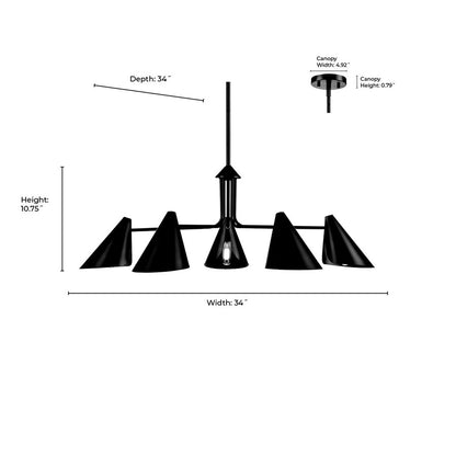Millennium Lighting Warhol 5Lt Chandelier, Black