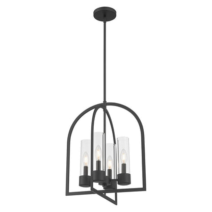 Millennium Lighting Evandrel 4 Light Pendant, Matte Black/Clear - 9904-MB