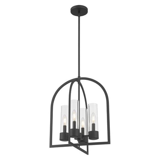 Millennium Lighting Evandrel 4 Light Pendant, Matte Black/Clear - 9904-MB