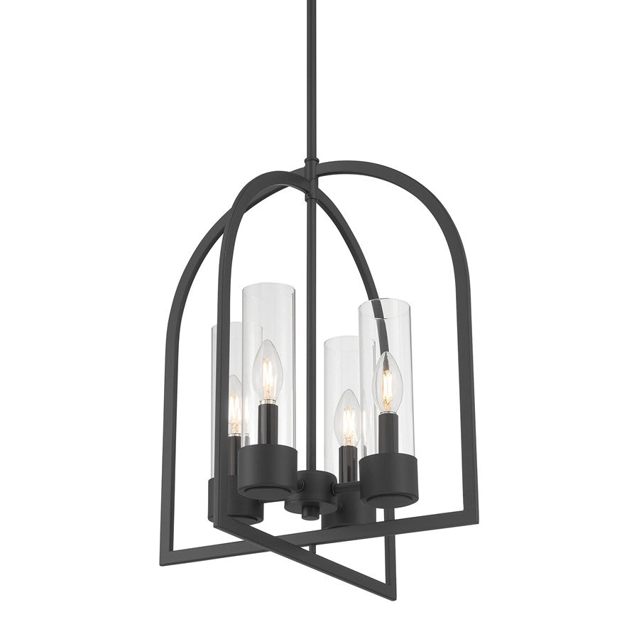Millennium Lighting Evandrel 4 Light Pendant, Matte Black/Clear