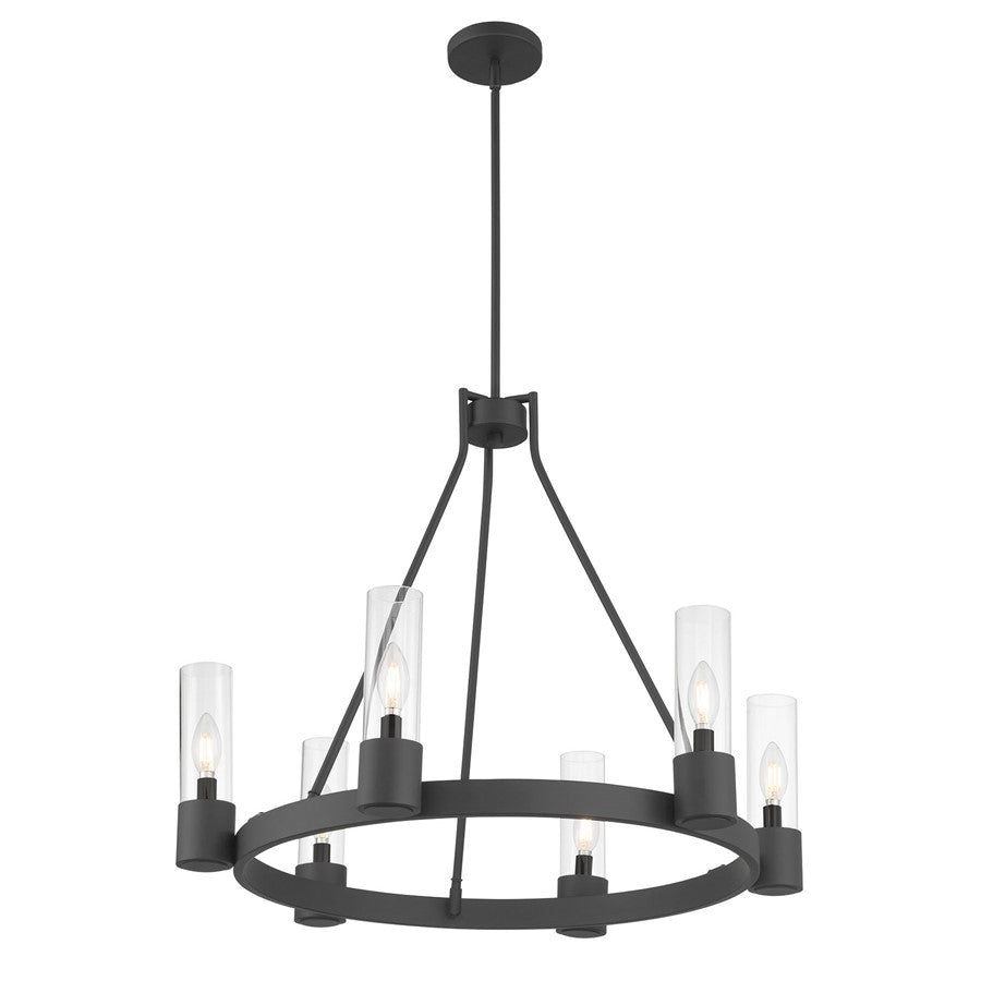 Millennium Lighting Evandrel 6Lt Chandelier, Matte Black/Clear
