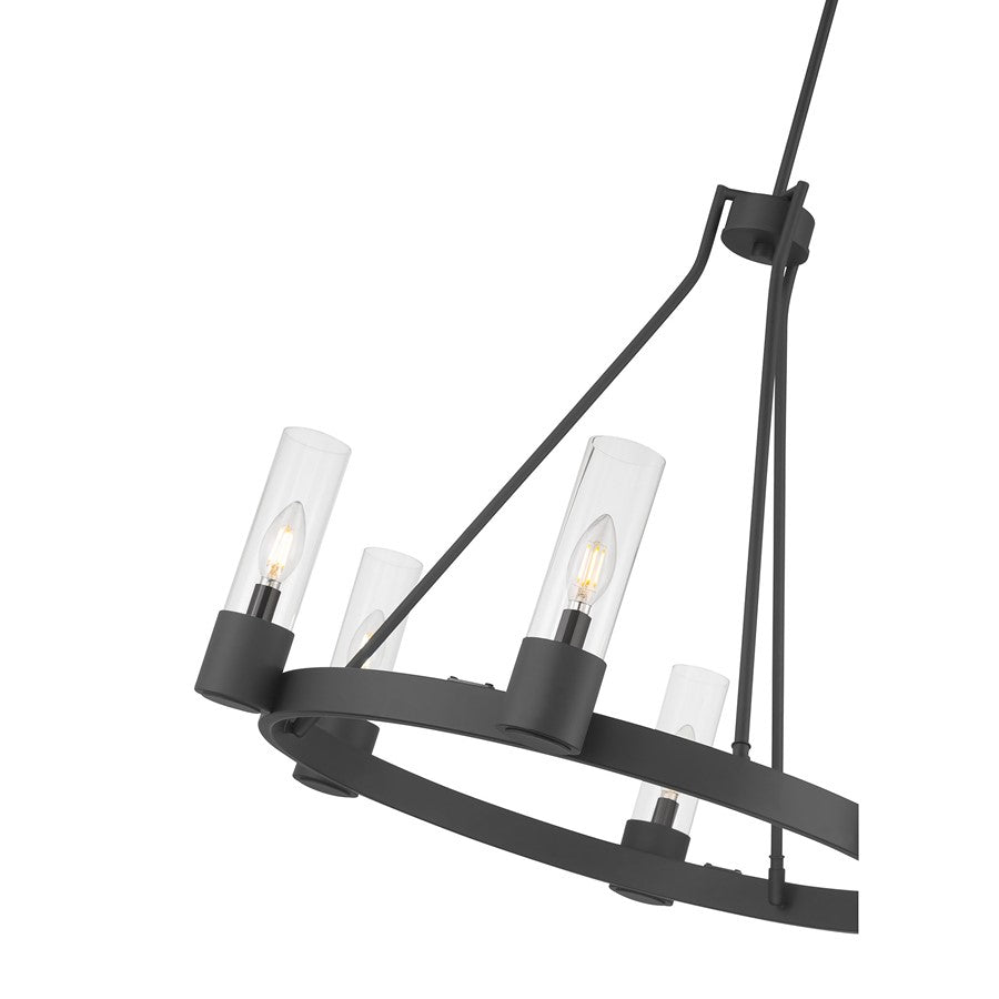 Millennium Lighting Evandrel 6Lt Chandelier, Matte Black/Clear