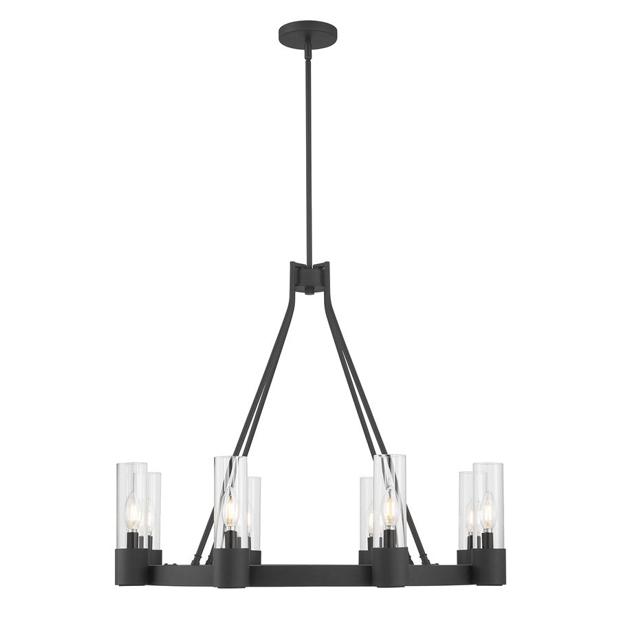 Millennium Lighting Evandrel 8Lt Chandelier, Matte Black/Clear