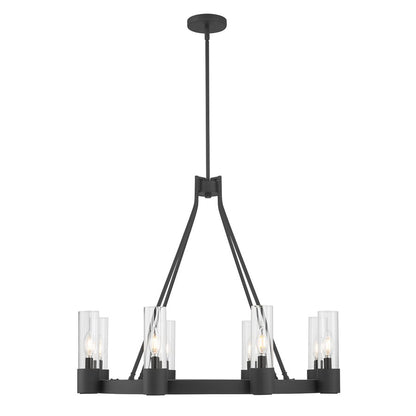Millennium Lighting Evandrel 8Lt Chandelier, Matte Black/Clear